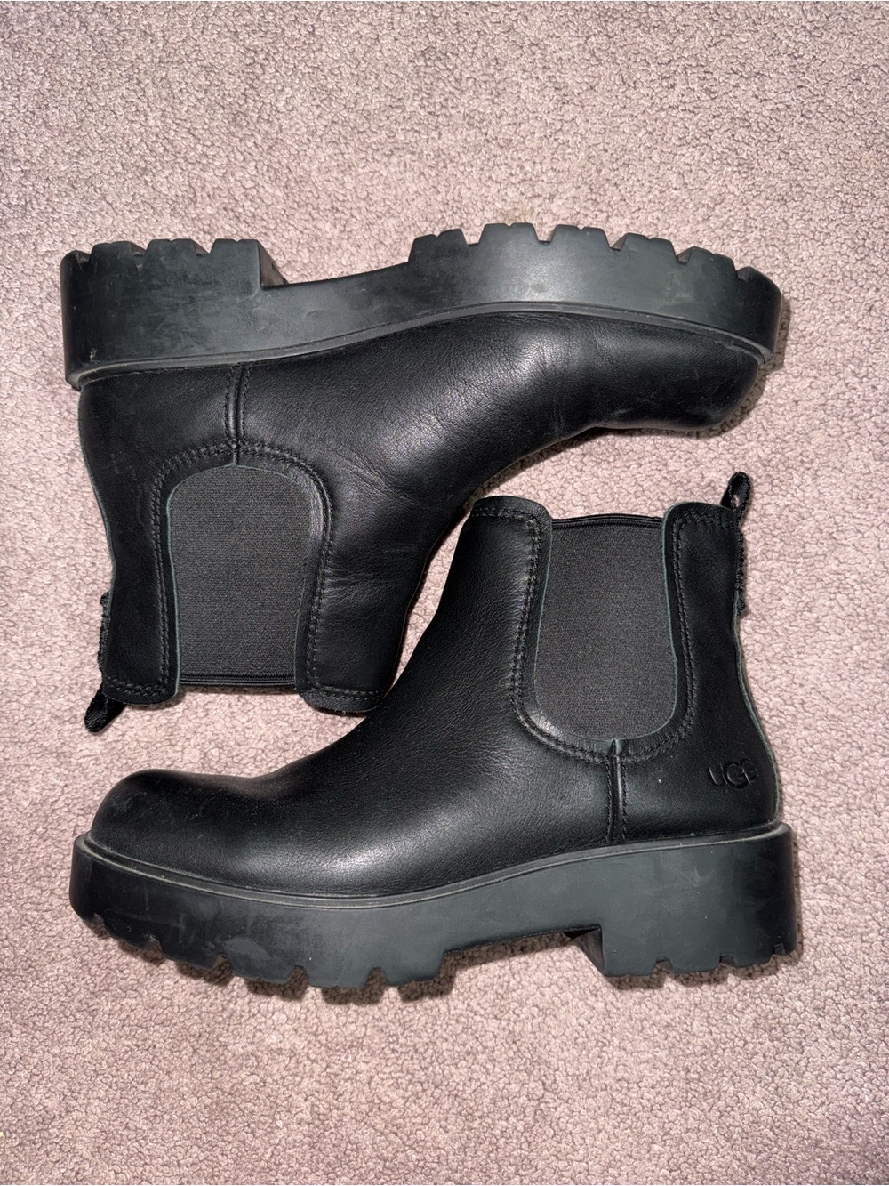 UGG Black Leather Chelsea Booties size 8